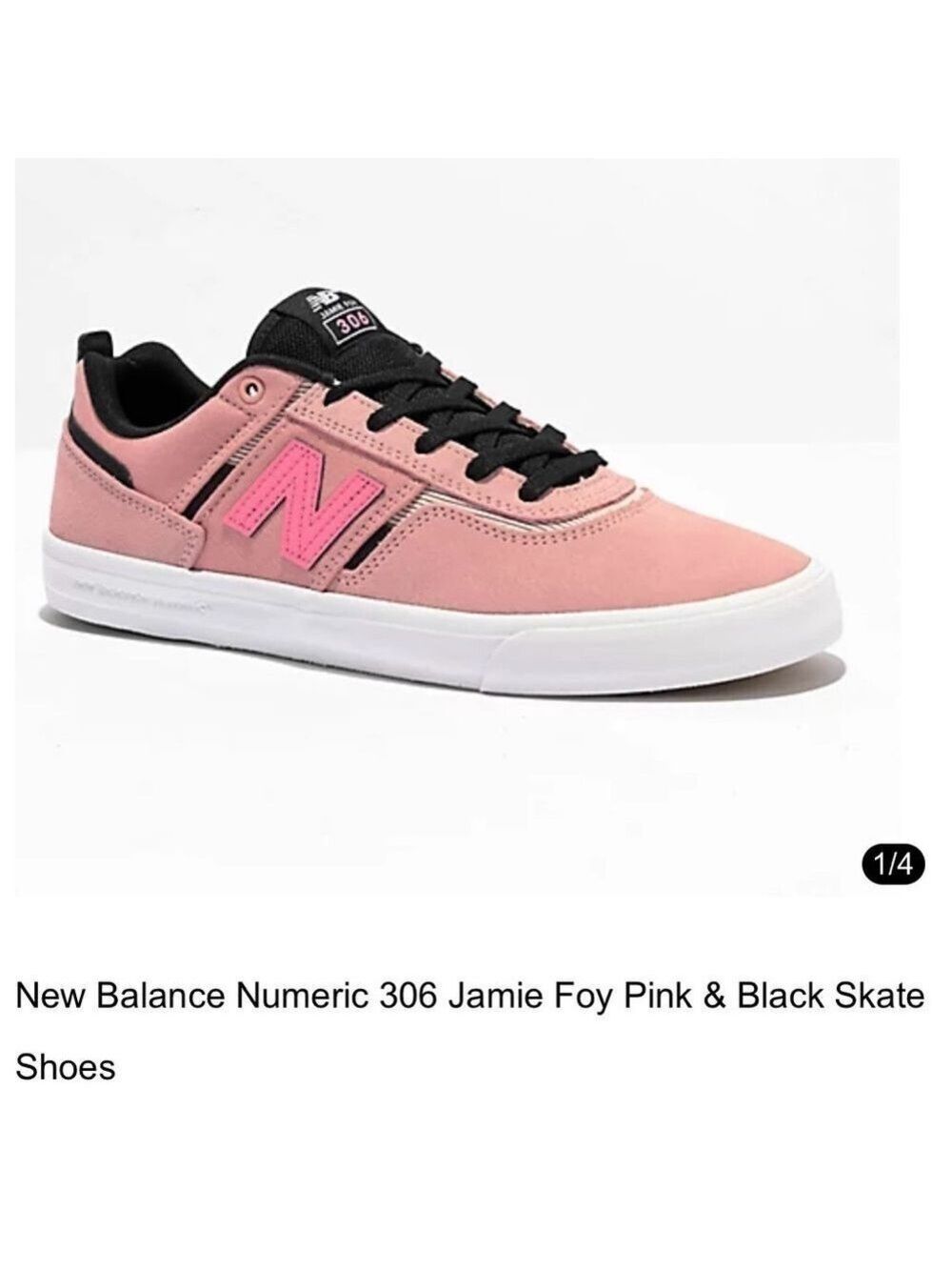 New Balance 306 Jamie Foy Sneakers Pink and Black - size 7 ladies